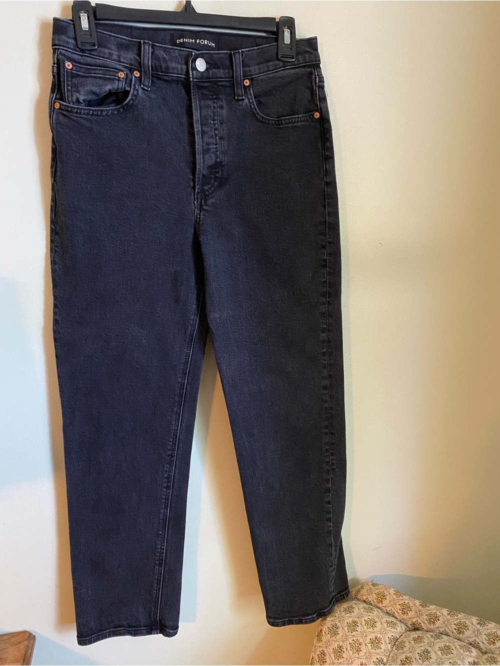 Aritzia Denim Forum Arlo High Rise Black Straight Jeans 28L